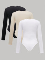 Women’s 3-Piece Casual Outfit Set – Solid Color Long Sleeve Knit Top with Jumpsuit & Cover | Spring Summer Fashion