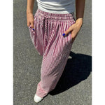 Women’s Casual Striped Straight Leg Pants – High Quality Polyester Trousers with Natural Waist | Elegant Winter Fashion