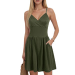 Women’s Casual Romper – Spaghetti Strap Sleeveless Backless Jumpsuit with Pockets | Solid Color Summer Playsuit