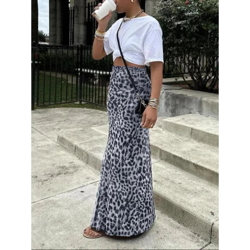 Women’s Sexy Elegant Leopard Print Midi Skirt – Summer Fashion Casual Chic Dress Style for Ladies