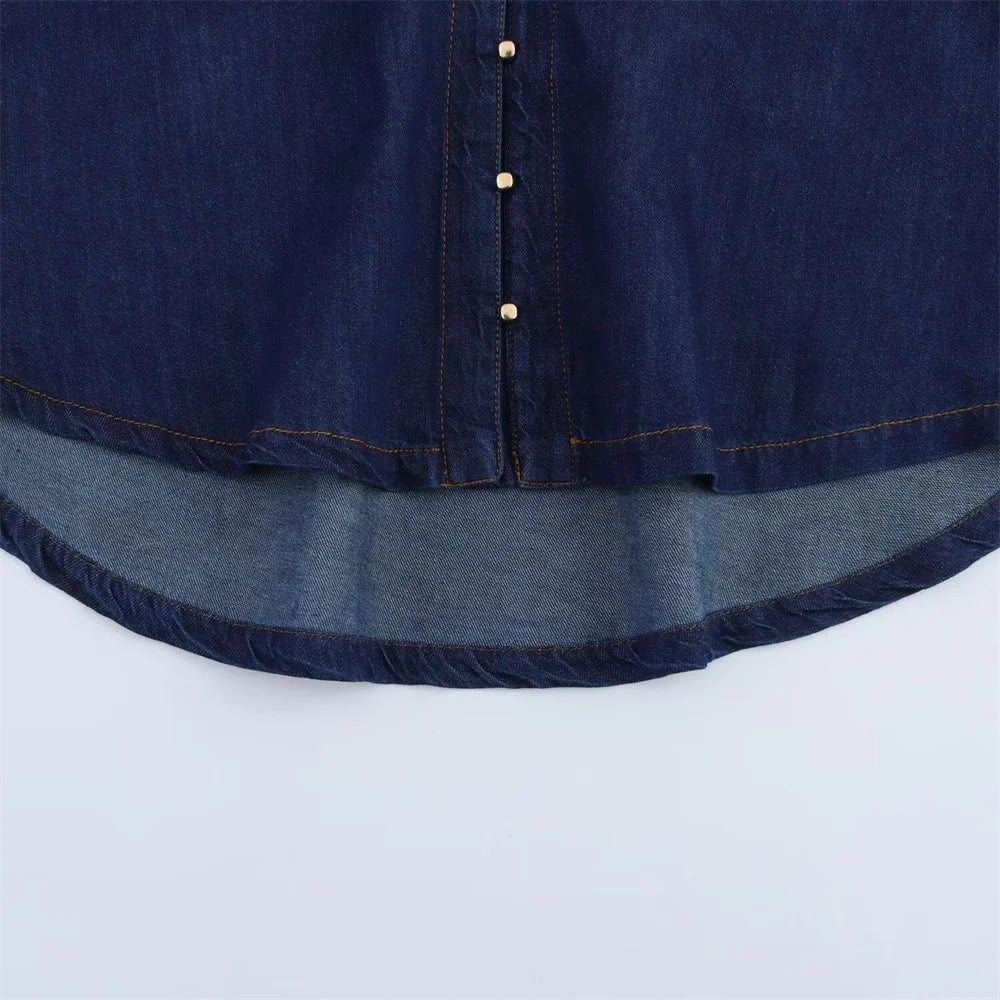 Women’s Loose Fit Denim Set – Button Down Shirt with Wide Leg Pants | Casual & Chic Spring Summer Outfit