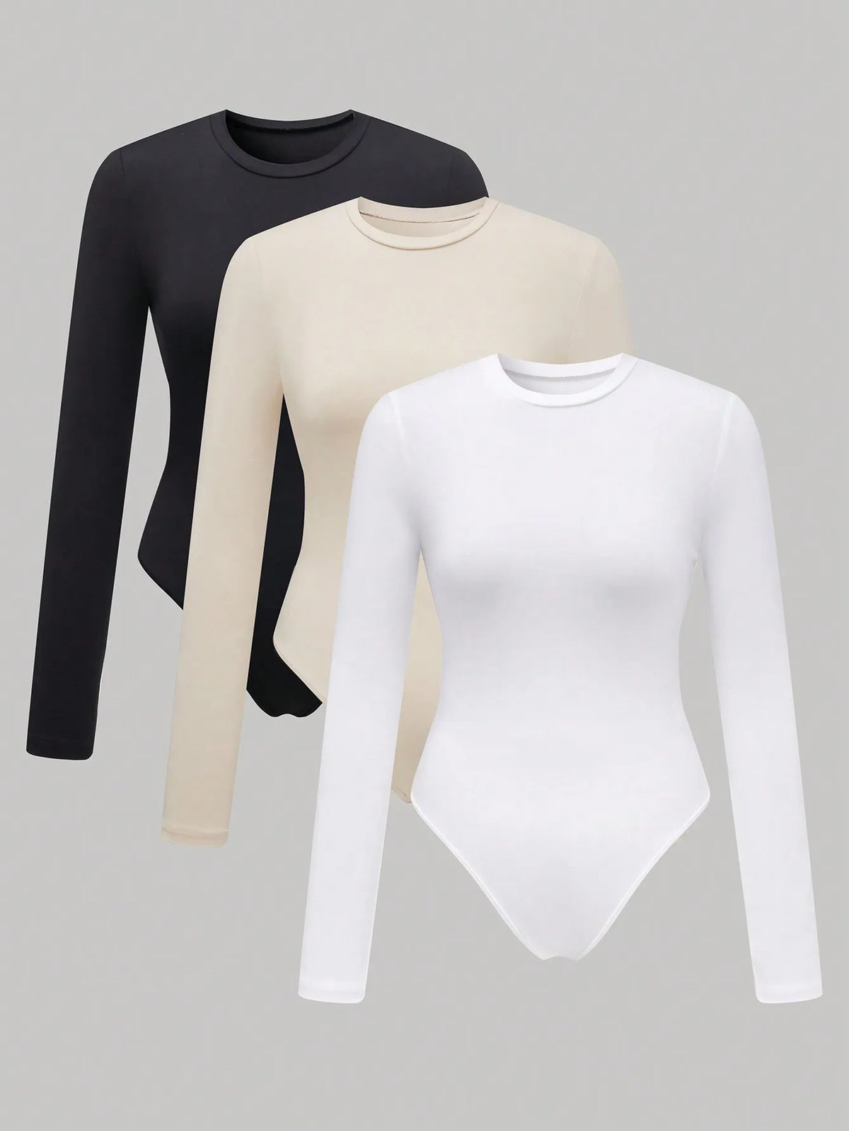 Women’s 3-Piece Casual Outfit Set – Solid Color Long Sleeve Knit Top with Jumpsuit & Cover | Spring Summer Fashion