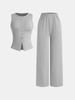 Women’s Summer Two-Piece Set – Thin Ribbed Button Vest with Wide Leg Pants | Casual Ice Sense Outfit