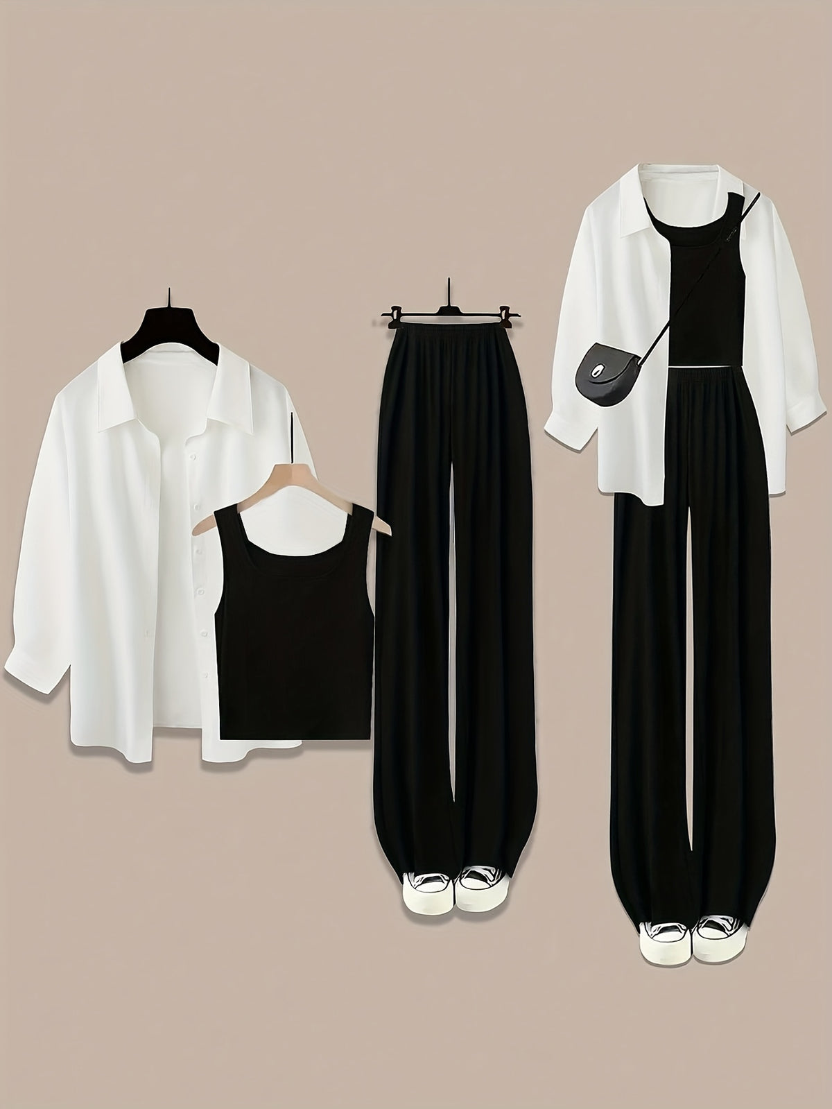 Women’s 3-Piece Pants Set – Casual Jacket, Vest & Trousers | Solid Color Polyester Outfit for Daily Wear (Spring/Summer)