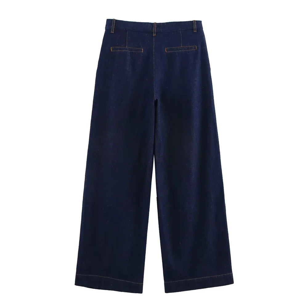 Women’s Loose Fit Denim Set – Button Down Shirt with Wide Leg Pants | Casual & Chic Spring Summer Outfit