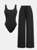 Women’s Two-Piece Pants Set – Sleeveless Bodysuit Vest with High Waist Wide Leg Pants | Casual Y2K Matching Outfit
