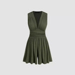 Women’s Knitted Sleeveless Jumpsuit – Solid Color Pleated Pit Strip One-Piece Outfit | Casual Spring Summer Fashion