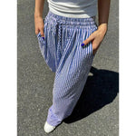 Women’s Casual Striped Straight Leg Pants – High Quality Polyester Trousers with Natural Waist | Elegant Winter Fashion