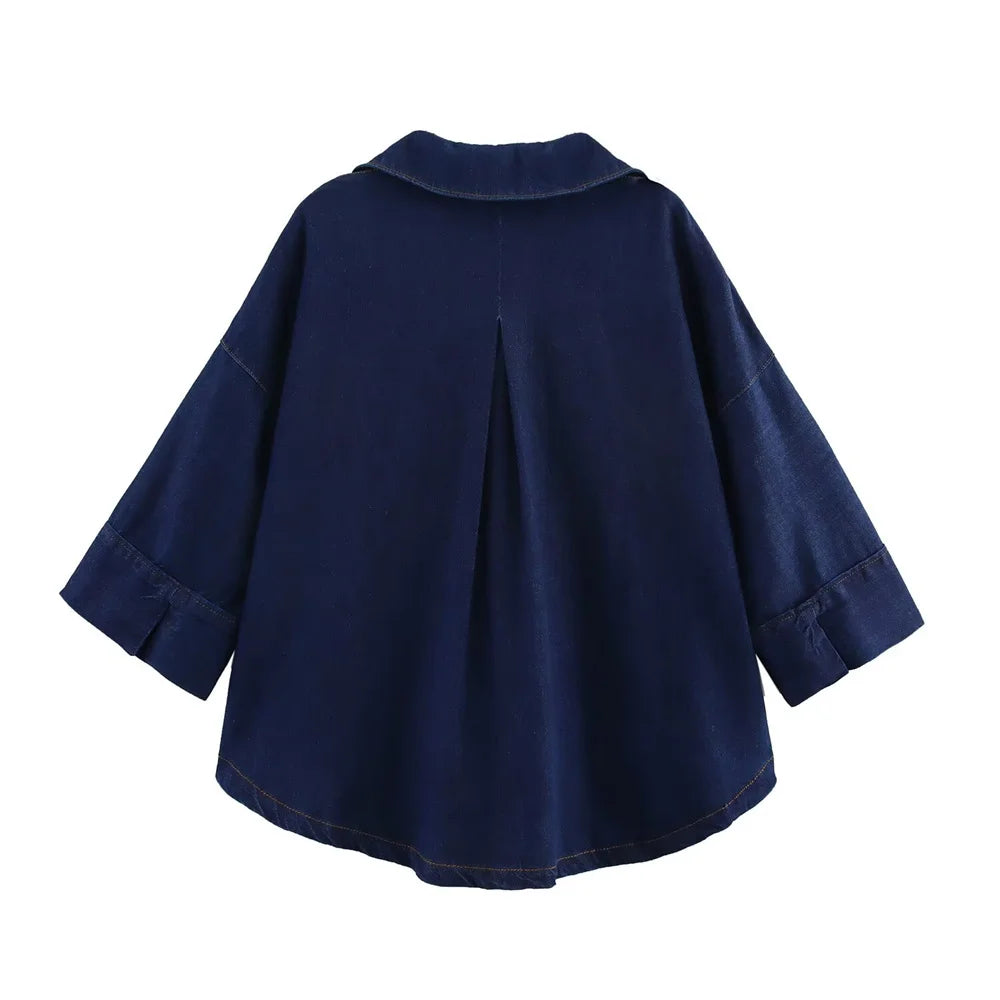 Women’s Loose Fit Denim Set – Button Down Shirt with Wide Leg Pants | Casual & Chic Spring Summer Outfit