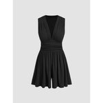 Women’s Knitted Sleeveless Jumpsuit – Solid Color Pleated Pit Strip One-Piece Outfit | Casual Spring Summer Fashion