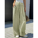 Women’s Casual Striped Straight Leg Pants – High Quality Polyester Trousers with Natural Waist | Elegant Winter Fashion