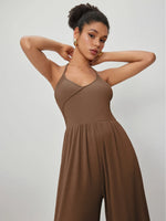 Women’s Sexy Halter Neck Lace-Up Jumpsuit – Open Back High Waist Wide Leg Y2K Knit One-Piece Outfit (2025 Collection)