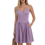 Women’s Casual Romper – Spaghetti Strap Sleeveless Backless Jumpsuit with Pockets | Solid Color Summer Playsuit