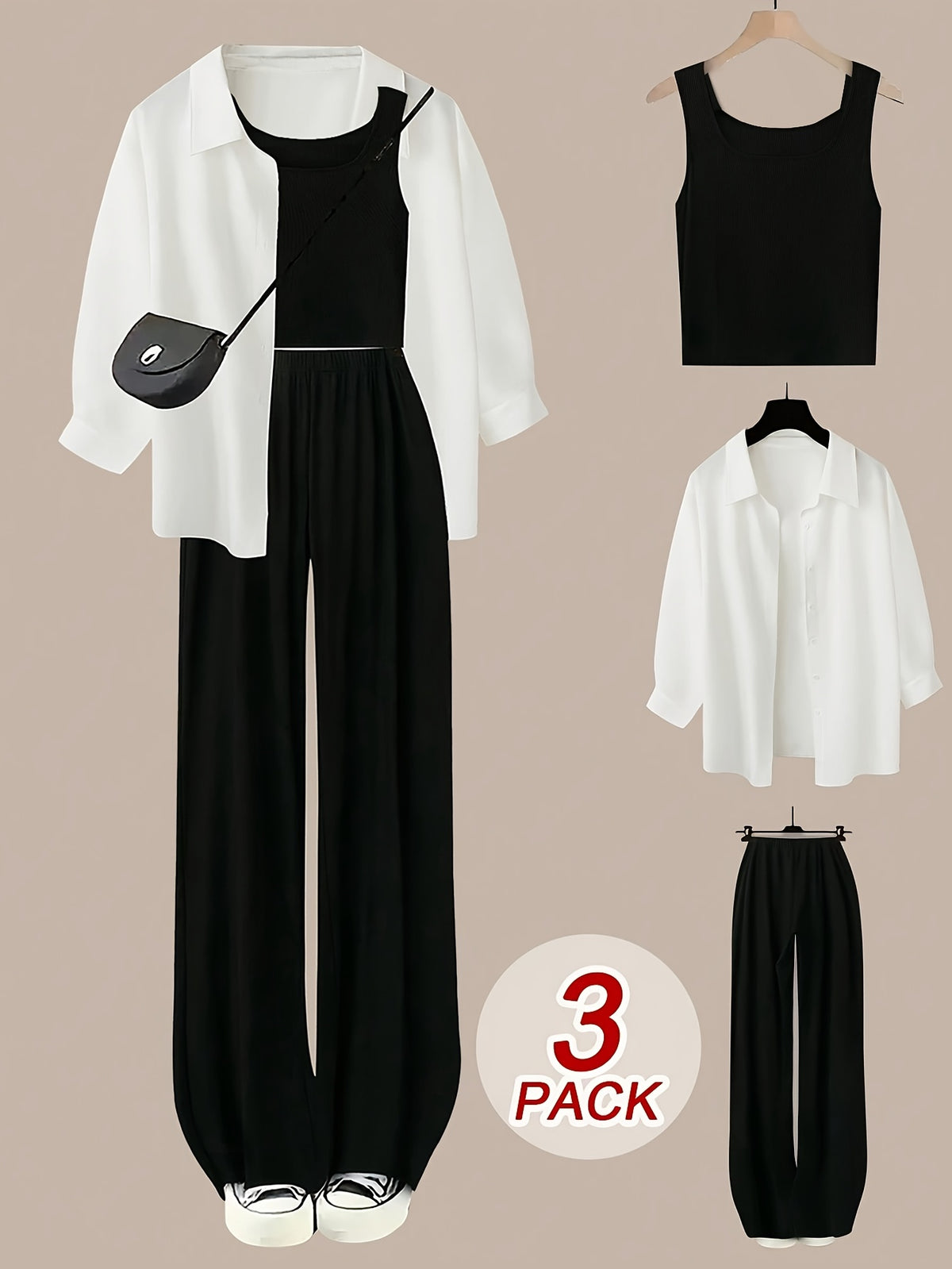 Women’s 3-Piece Pants Set – Casual Jacket, Vest & Trousers | Solid Color Polyester Outfit for Daily Wear (Spring/Summer)