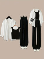 Women’s 3-Piece Pants Set – Casual Jacket, Vest & Trousers | Solid Color Polyester Outfit for Daily Wear (Spring/Summer)