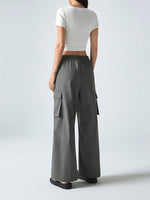 Women’s Casual Two-Piece Set – Solid Color Short Sleeve T-Shirt & Cargo Pants | Breathable Spring/Summer Outfit