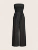 Yozy Women’s Strapless Tube Jumpsuit – Solid Color Ruched Bandeau Wide-Leg Jumpsuit | Casual Chic Outfit for Spring & Summer