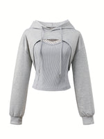 Women’s Two-Piece Hoodie Set – Sweet & Spiky Streetwear Style | Casual Sports Pullover Top for Spring, Summer & Autumn 2025